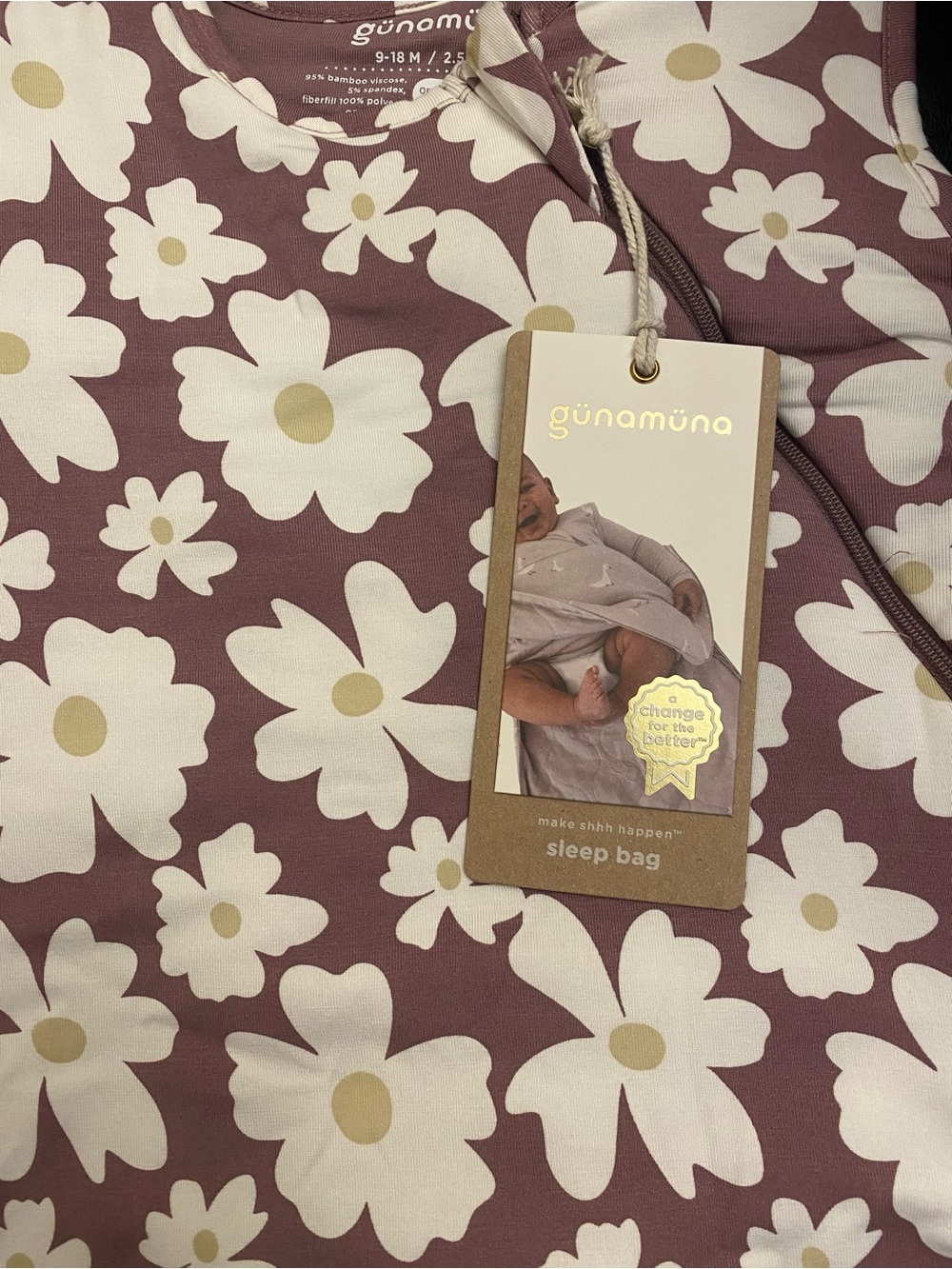 günamüna Mauve Floral Baby Sleep Bag